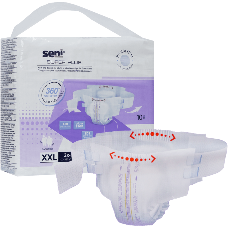 Scutece adulti super absorbante cu scai 10 buc XXL pentru incontinență Seni Super Plus